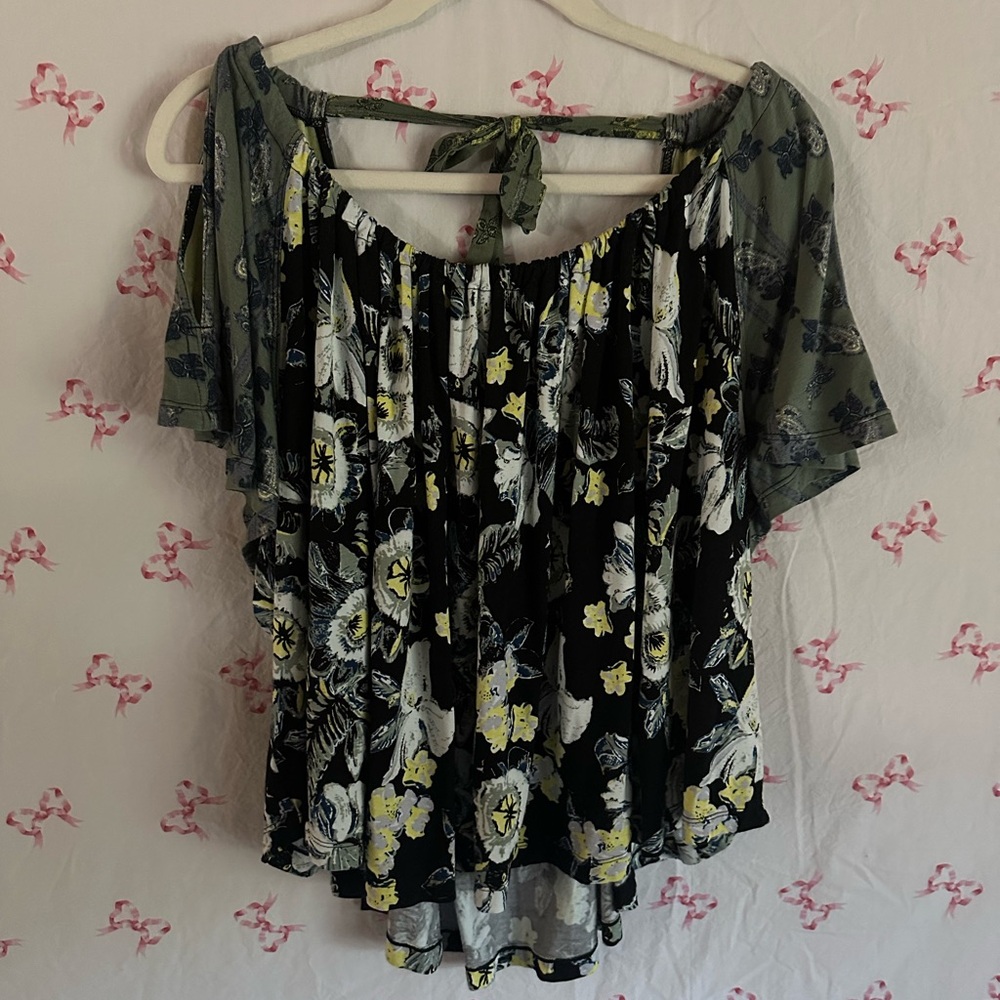 Free People Floral Blouse - Black, Yellow, and Green